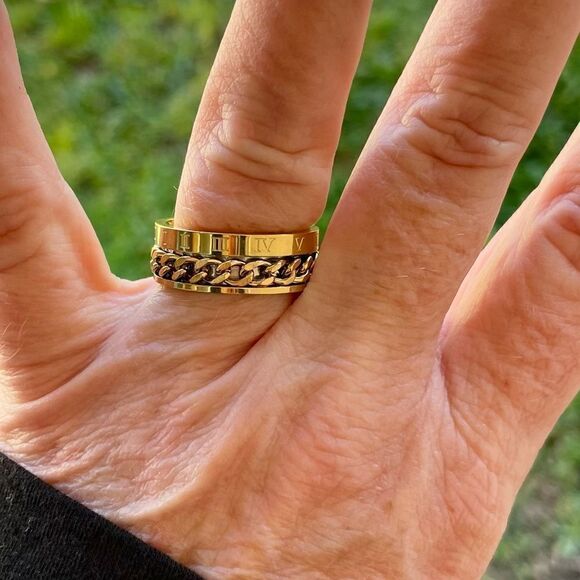 Men’s Fidget / Spin Ring l Stainless Steel - Gold l Size 9 l New with choice box - Picture 4 of 9